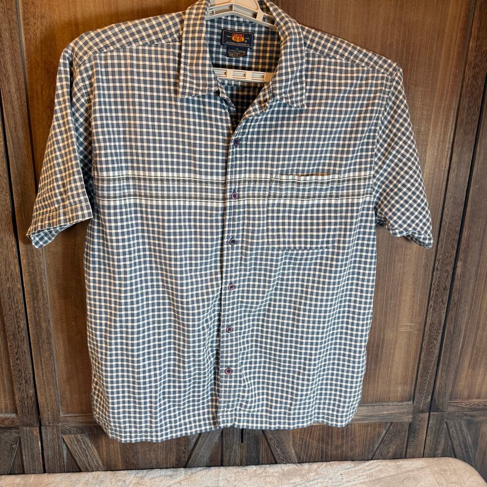 Route 66 Blue White Gingham Check Button Front Shirt Mens XL Cotton Casual